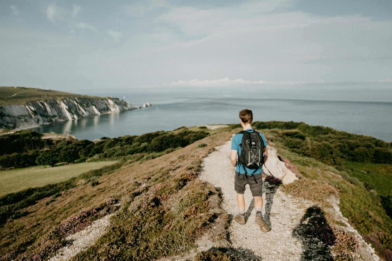 Man hiking on the coast