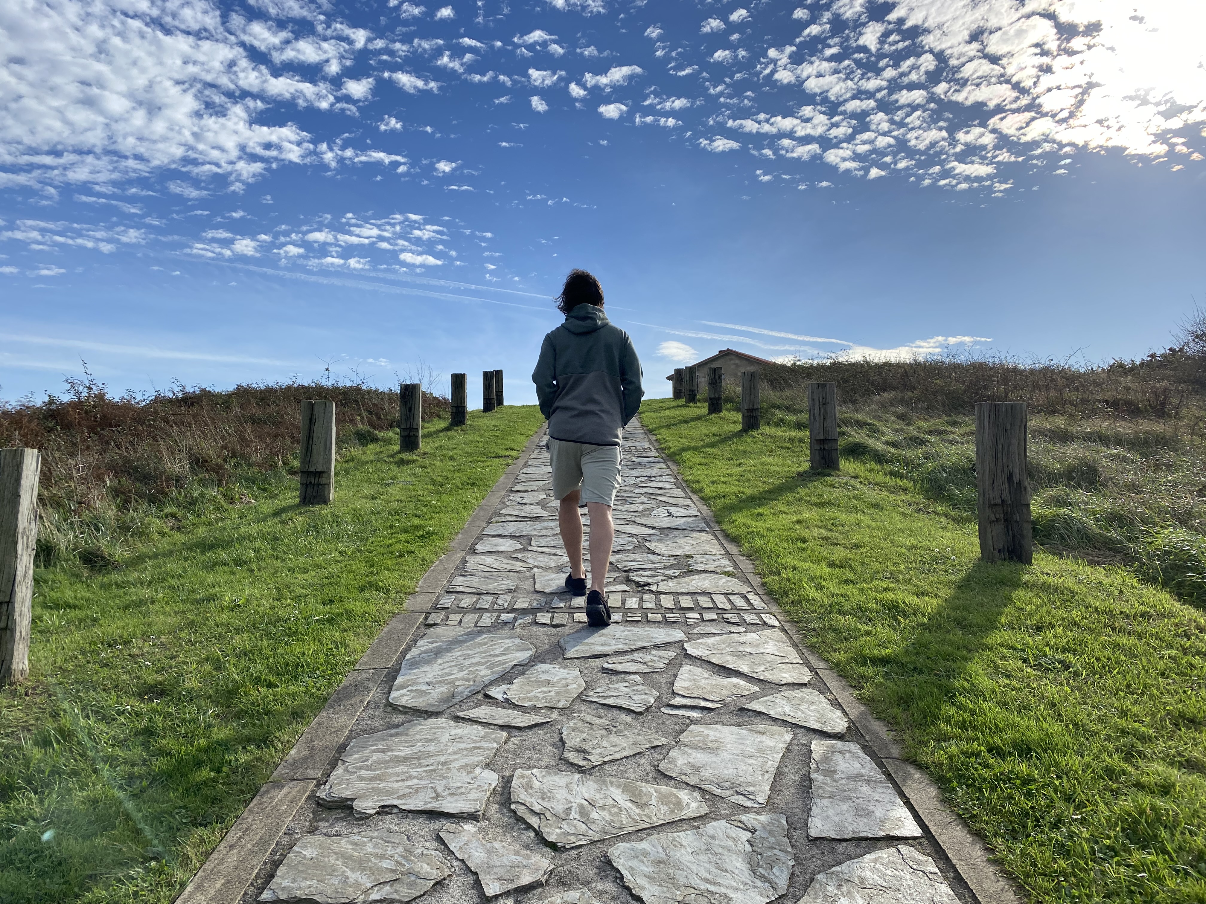 Man hiking on the coast